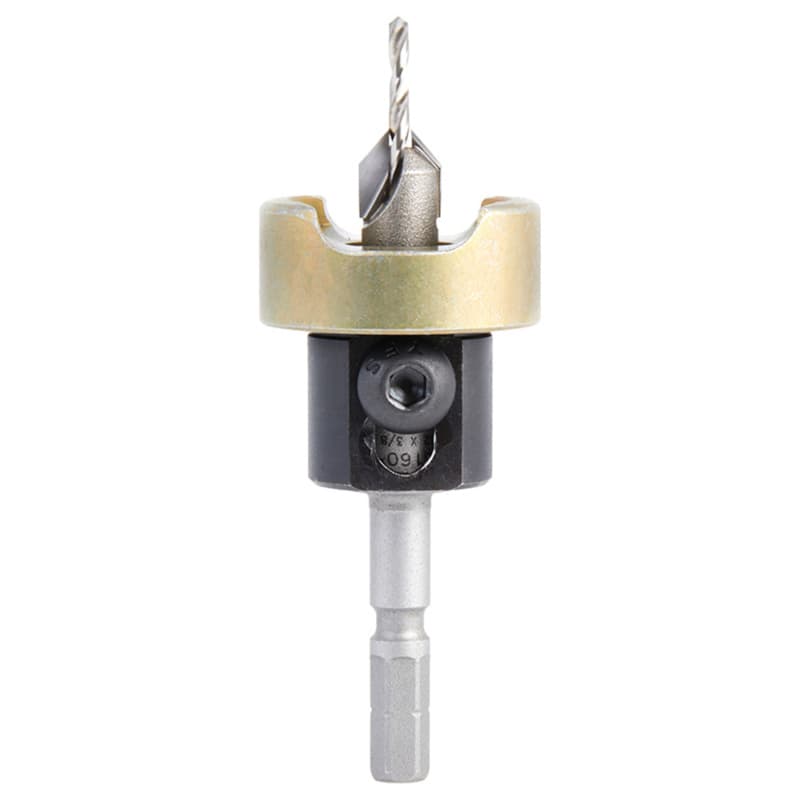 3/8" Dia x 3/32" Drill Dia 82° Carbide Tipped Countersink with Adjustable Depth Stop/No-Thrust Ball Bearing for Festool CENTROTEC System