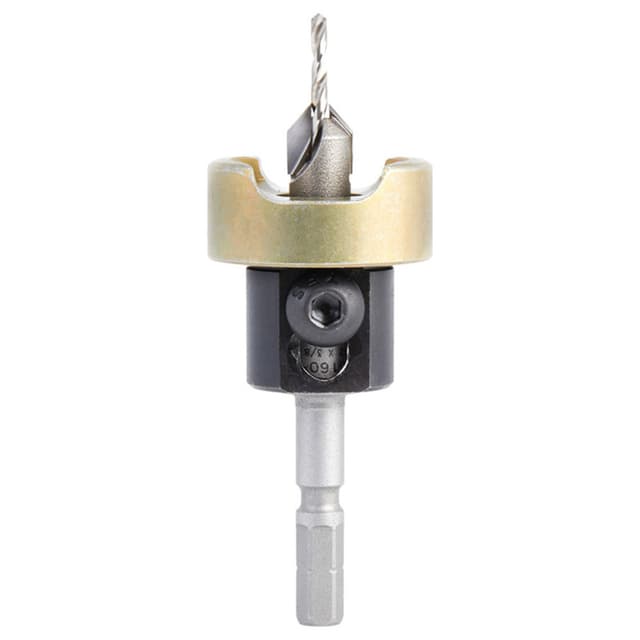 3/8" Dia x 3/32" Drill Dia 82° Carbide Tipped Countersink with Adjustable Depth Stop/No-Thrust Ball Bearing for Festool CENTROTEC System