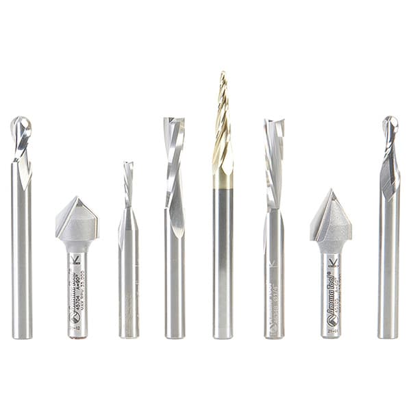 8-Piece General Purpose CNC Router Bit, 1/4" Shank