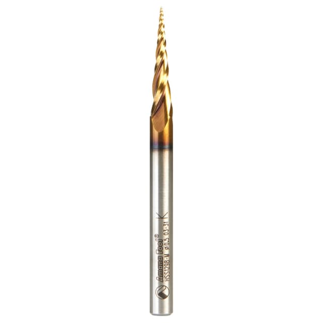 1/64" x 1-1/32" CNC 2D/3D Carving 5.8° Tapered Angle Ball Tip Up-Cut Spiral Router Bit, 3 Flute, 6mm Shank