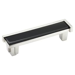 4" Tallmadge Cabinet Pull, Satin Nickel/Black Glass