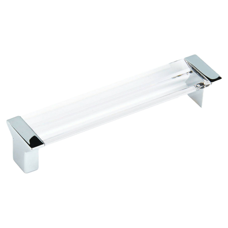 5-1/16" Positano Cabinet Pull, Polished Chrome/Clear