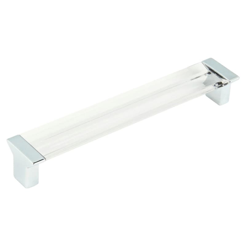 6-5/16" Positano Contemporary Cabinet Pull, Polished Chrome/Clear