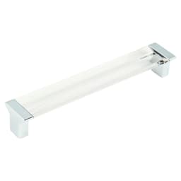 6-5/16" Positano Contemporary Cabinet Pull, Polished Chrome/Clear