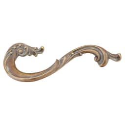 3-1/2" French Court Left Side Handle Cabinet Pull, Monticello Brass