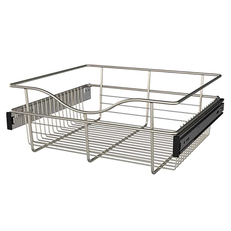 7" x 16" x 18" Wide Heavy-Gauge Pull-Out Wire Basket, Satin Nickel Finish