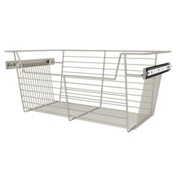 10" x 14" x 24" Wide Sidelines Pull-Out Wire Closet Basket, Satin Nickel Finish