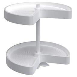 LD-2472 18" Kidney Bottom Mount 2 Tray Lazy Susan Set with Hardware, White