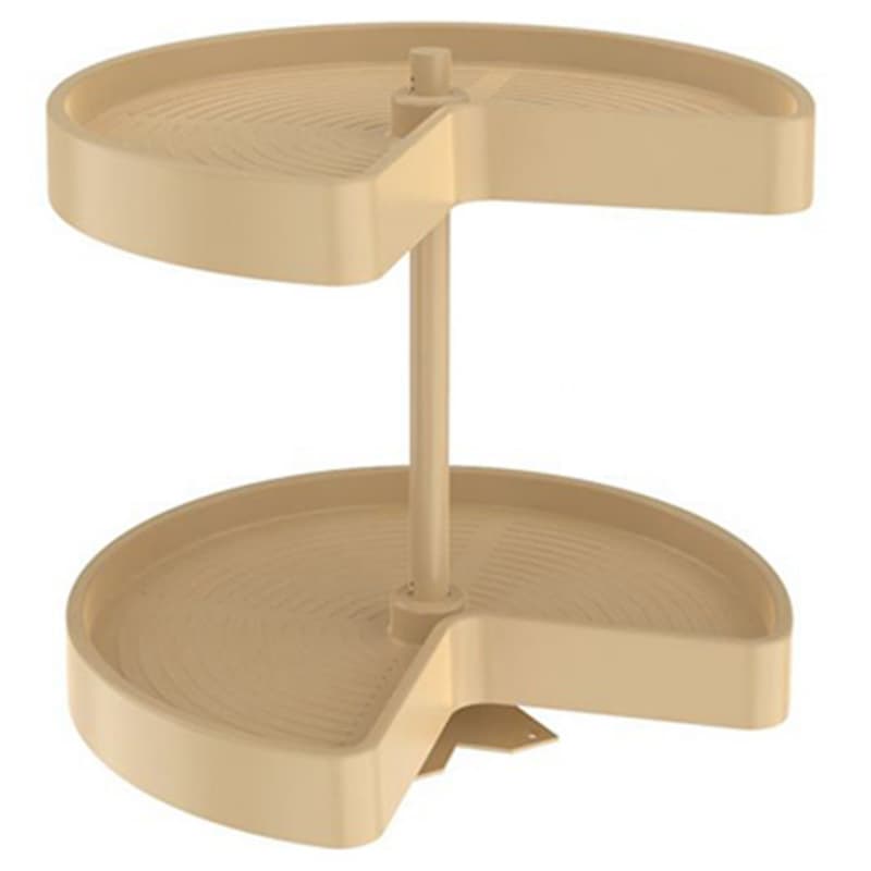 LD-2472 24" Kidney Bottom Mount 2 Tray Lazy Susan Set with Hardware, Almond