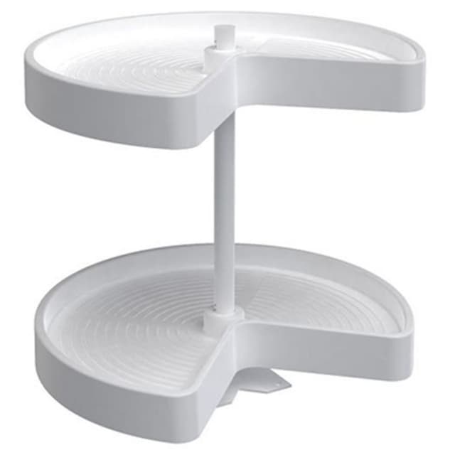 LD-2472 24" Kidney Bottom Mount 2 Tray Lazy Susan Set with Hardware, White