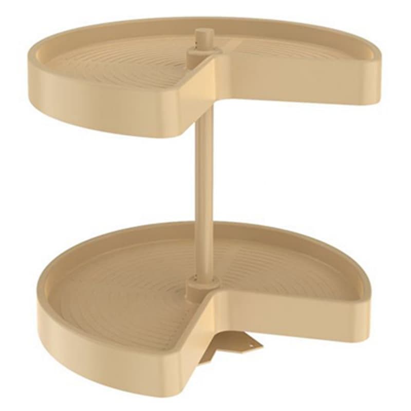 LD-2472 32" Kidney Bottom Mount 2 Tray Lazy Susan Set with Hardware, Almond