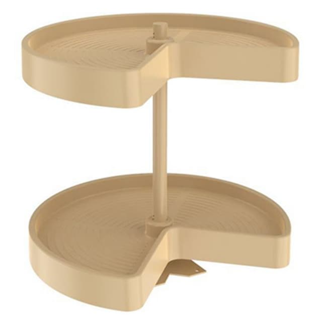 LD-2472 32" Kidney Bottom Mount 2 Tray Lazy Susan Set with Hardware, Almond