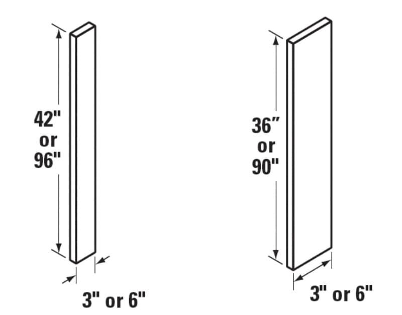 3 W X 96 H X 3/4 D FILLER STRIP GRAY, WC96X3 F