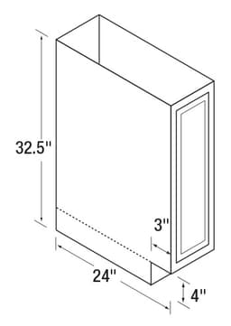 9" x 32-1/2" High DWhite Recessed Panel Universal Design Tray Cabinet, Beech