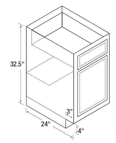 Base Cabinet Single Door - Universal Design, DWhite
