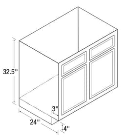 30" x 34-1/2" High DWhite Flat Panel Universal Design Range/Sink Base Cabinet, Beech
