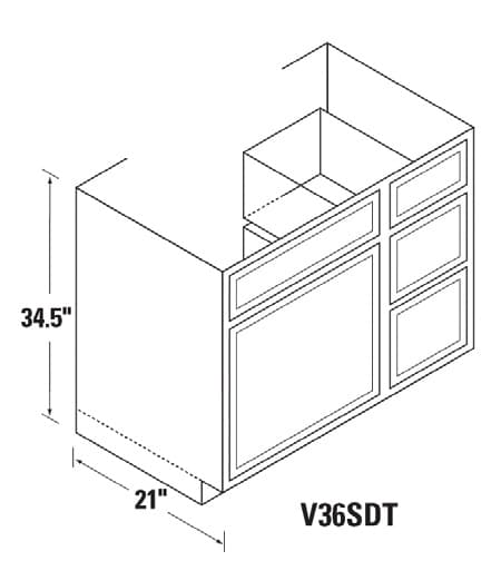BATHROOM VANITY CABINET GRAY, WCV36SDT