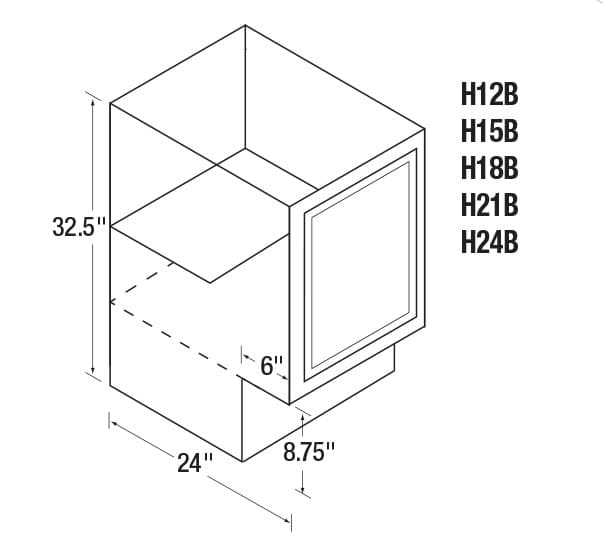 Base Cabinet Single Door - Handicap, DWhite