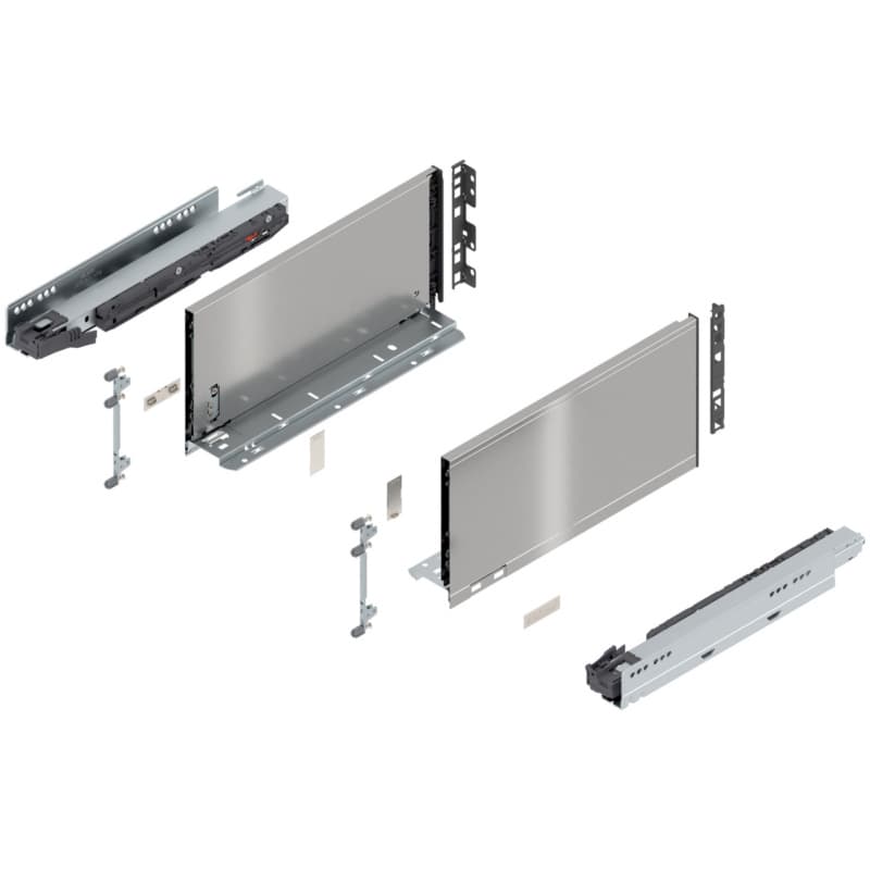 14" Legrabox Drawer System C Height, 7", 125lb Capacity Full-Extension with BLUMOTION, Stainless Steel