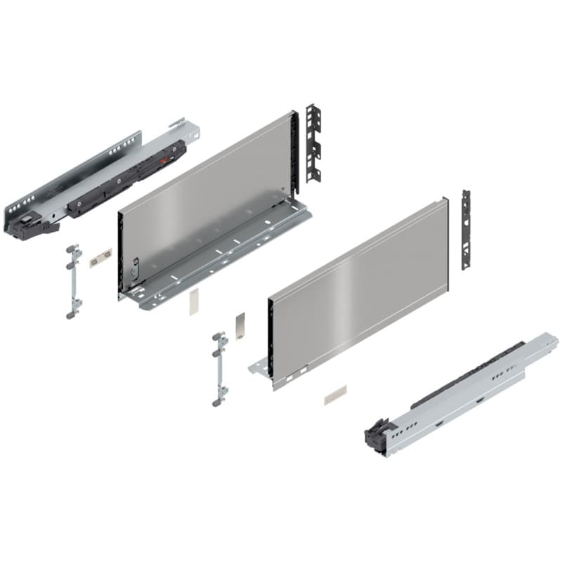 16" Legrabox Drawer System C Height, 7", 125lb Capacity Full-Extension with BLUMOTION, Stainless Steel