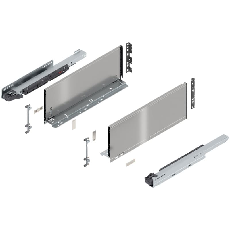 18" Legrabox Drawer System C Height, 7", 125lb Capacity Full-Extension with BLUMOTION, Stainless Steel