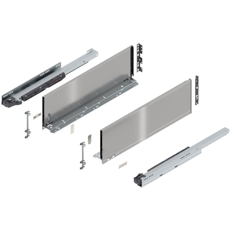 22" Legrabox Drawer System C Height, 7", 125lb Capacity Full-Extension with BLUMOTION, Stainless Steel