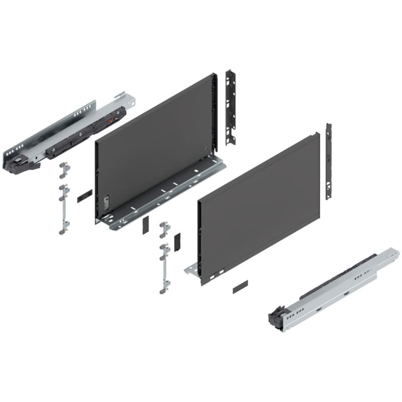 16" Legrabox Drawer System F Height, 9-1/2", 125lb Capacity Full-Extension with BLUMOTION, Orion Gray