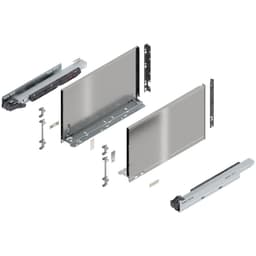 16" Legrabox Drawer System F Height, 9-1/2", 125lb Capacity Full-Extension with BLUMOTION, Stainless Steel