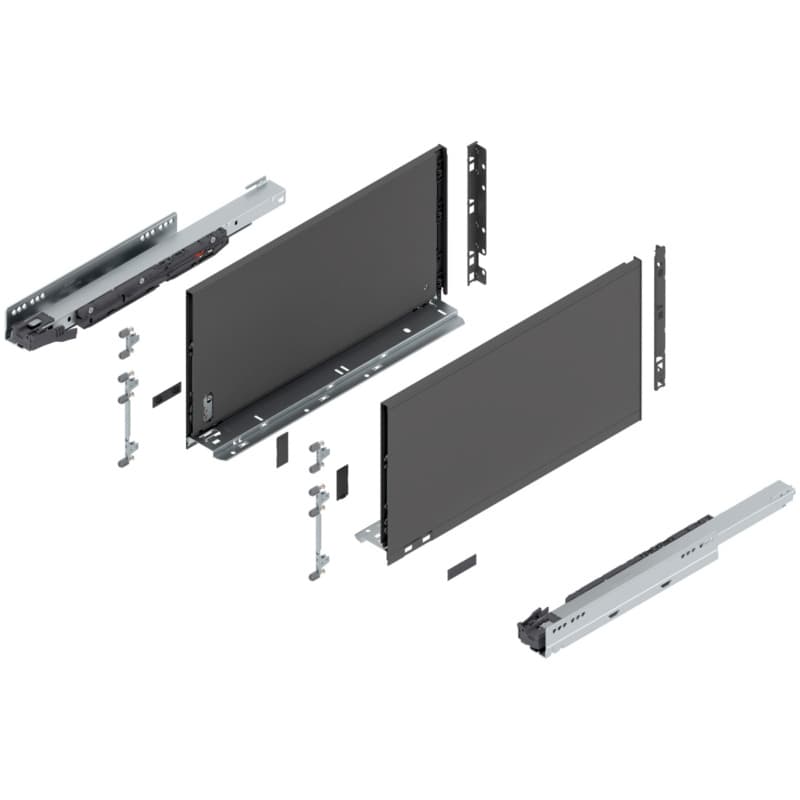 18" Legrabox Drawer System F Height, 9-1/2", 125lb Capacity Full-Extension with BLUMOTION, Orion Gray
