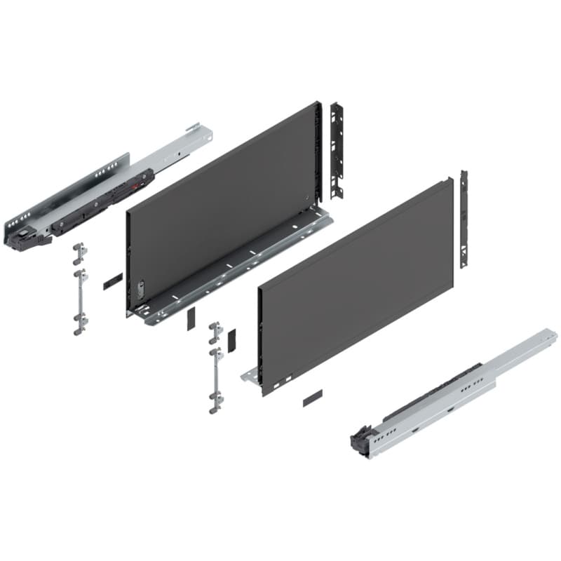 20" Legrabox Drawer System F Height, 9-1/2", 125lb Capacity Full-Extension with BLUMOTION, Orion Gray