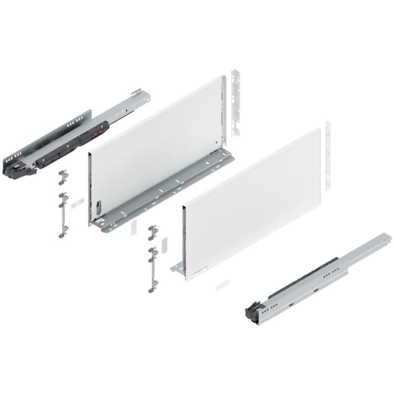 20" Legrabox Drawer System F Height, 9-1/2", 125lb Capacity Full-Extension with BLUMOTION, Silk White