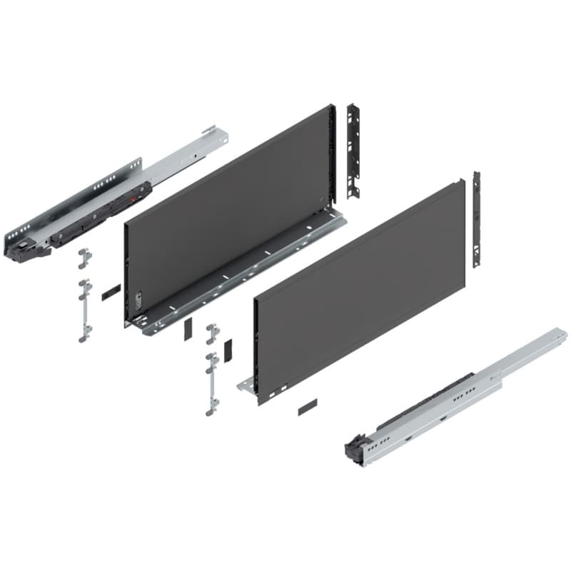 22" Legrabox Drawer System F Height, 9-1/2", 125lb Capacity Full-Extension with BLUMOTION, Orion Gray