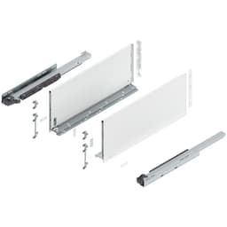 22" Legrabox Drawer System F Height, 9-1/2", 125lb Capacity Full-Extension with BLUMOTION, Silk White
