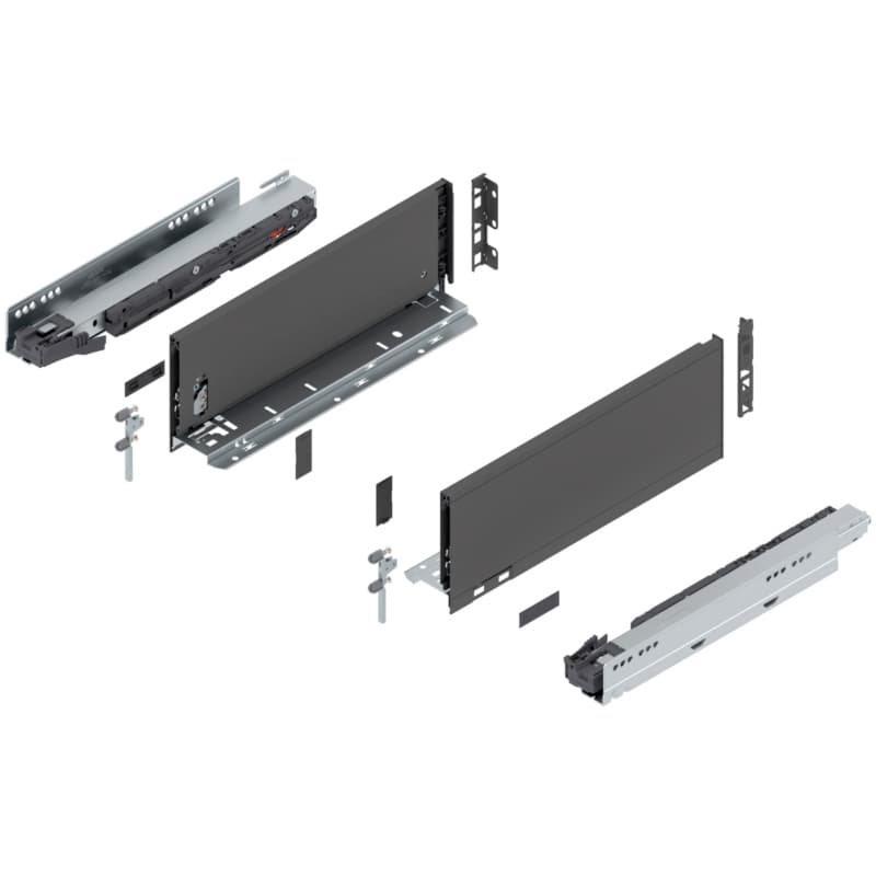 14" Legrabox Drawer System K Height, 5-1/16", 125lb Capacity Full-Extension with BLUMOTION, Orion Gray