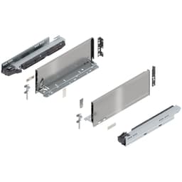 14" Legrabox Drawer System K Height, 5-1/16", 125lb Capacity Full-Extension with BLUMOTION, Stainless Steel