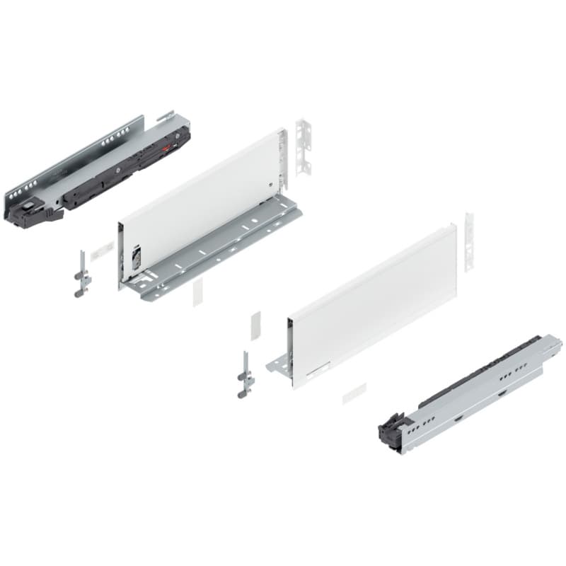 14" Legrabox Drawer System K Height, 5-1/16", 125lb Capacity Full-Extension with BLUMOTION, Silk White