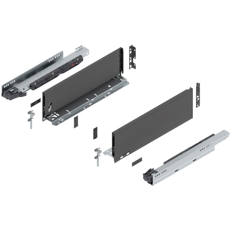 16" Legrabox Drawer System K Height, 5-1/16", 125lb Capacity Full-Extension with BLUMOTION, Orion Gray