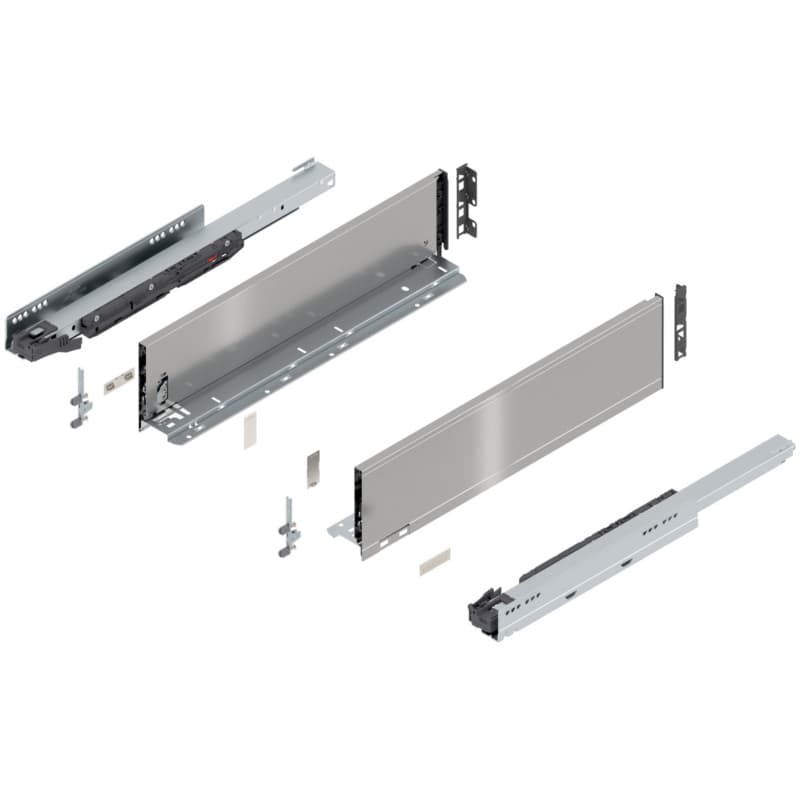 20" Legrabox Drawer System K Height, 5-1/16", 125lb Capacity Full-Extension with BLUMOTION, Stainless Steel