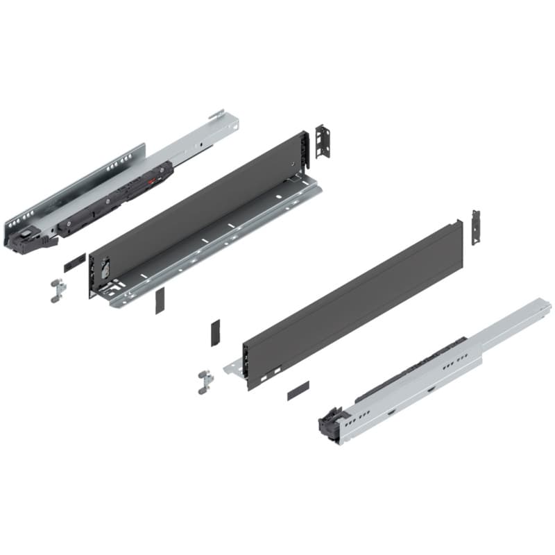 20" Legrabox Drawer System M Height, 3-9/16", 125lb Capacity Full-Extension with BLUMOTION, Orion Gray