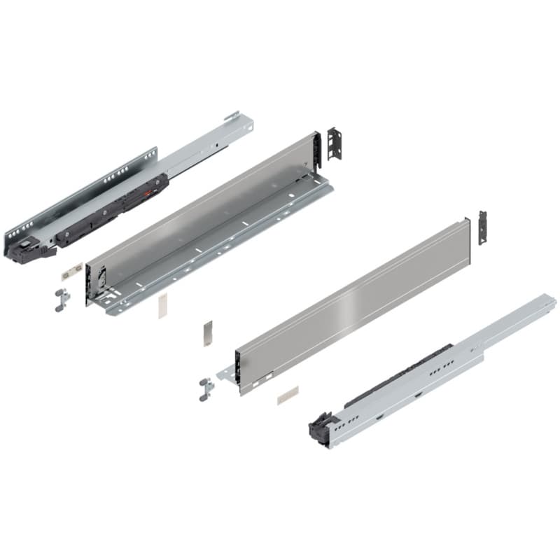 22" Legrabox Drawer System M Height, 3-9/16", 125lb Capacity Full-Extension with BLUMOTION, Stainless Steel