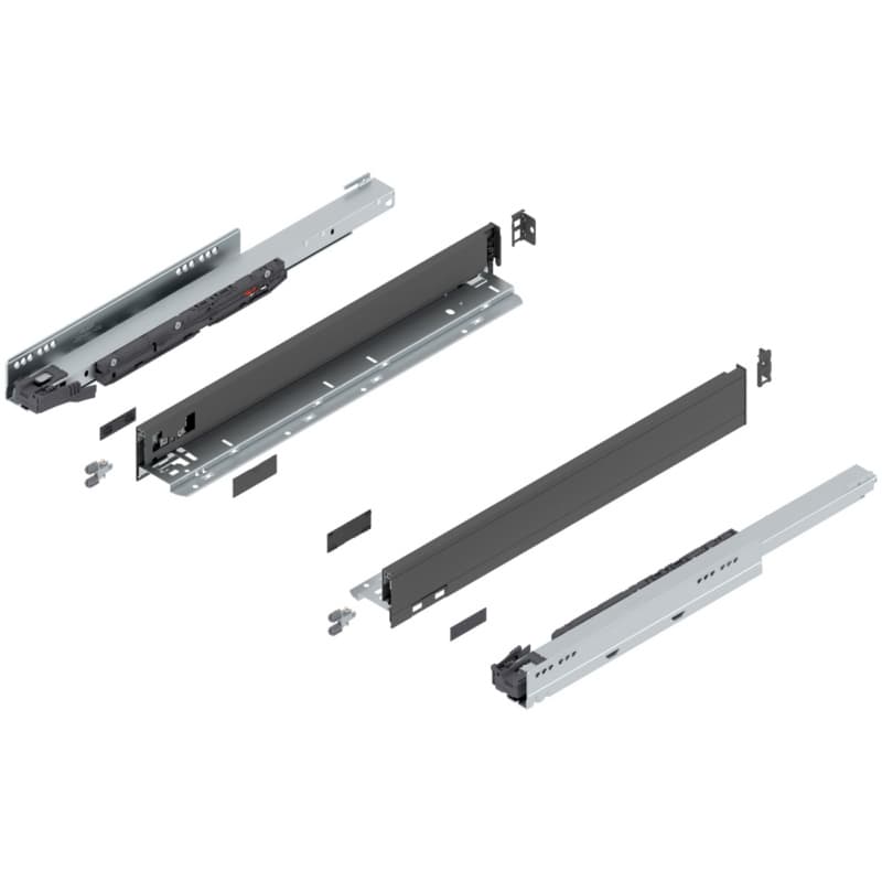 20" Legrabox Drawer System N Height, 2-5/8", 125lb Capacity Full-Extension with BLUMOTION, Orion Gray