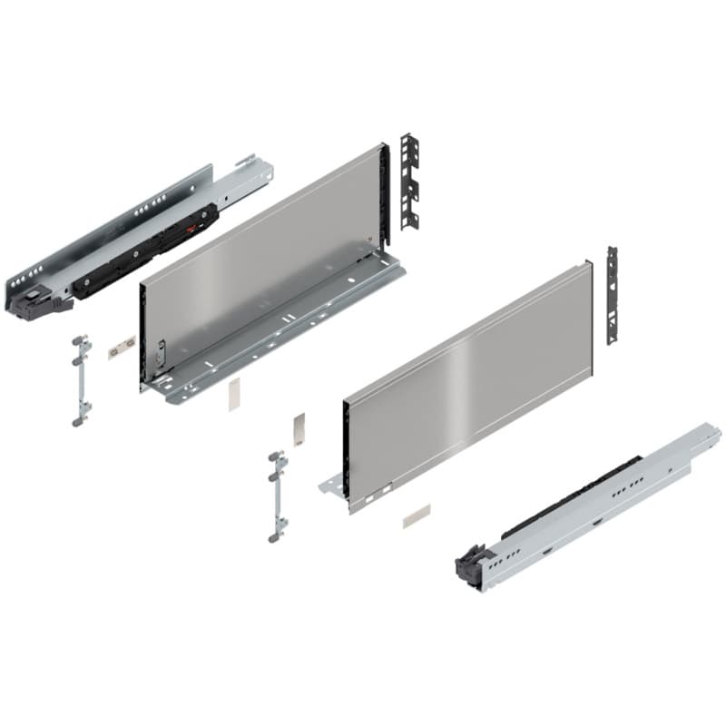 18" Legrabox Drawer System C Height, 7", 170lb Capacity Full-Extension with BLUMOTION, Stainless Steel