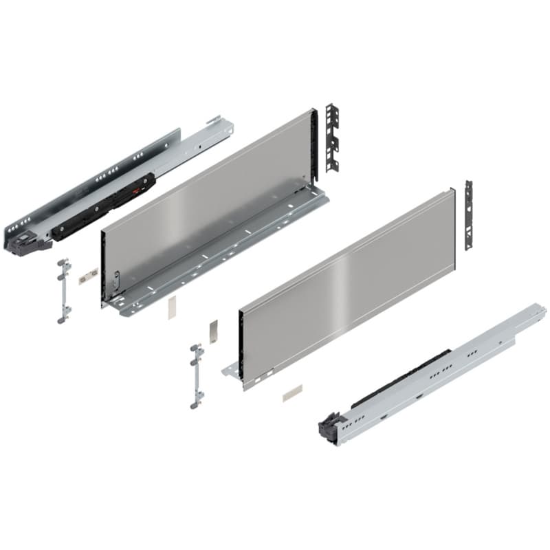 22" Legrabox Drawer System C Height, 7", 170lb Capacity Full-Extension with BLUMOTION, Stainless Steel