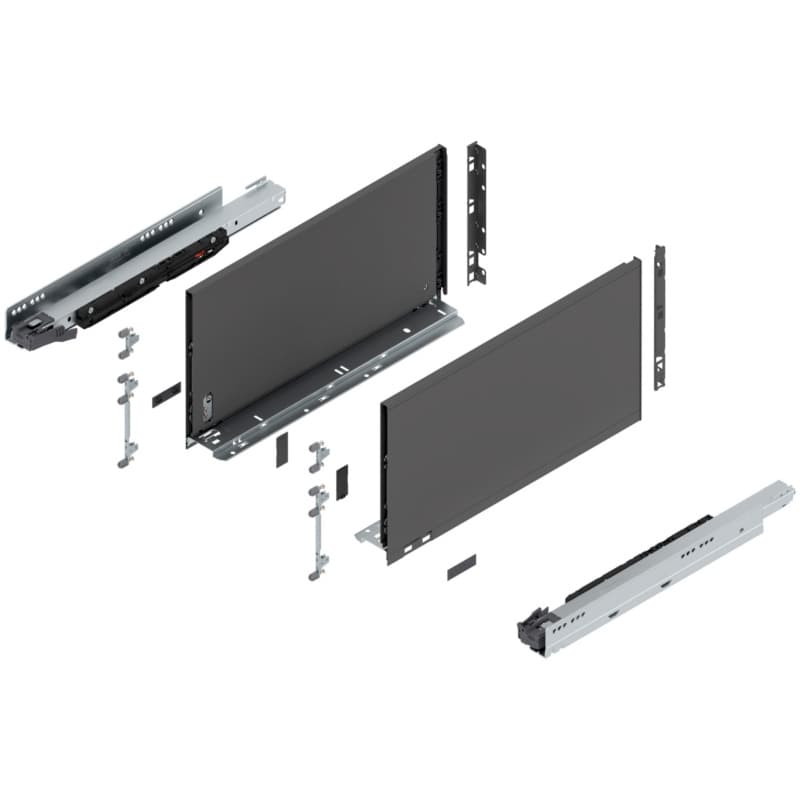 18" Legrabox Drawer System F Height, 9-1/2", 170lb Capacity Full-Extension with BLUMOTION, Orion Gray