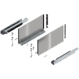 18" Legrabox Drawer System F Height, 9-1/2", 170lb Capacity Full-Extension with BLUMOTION, Stainless Steel