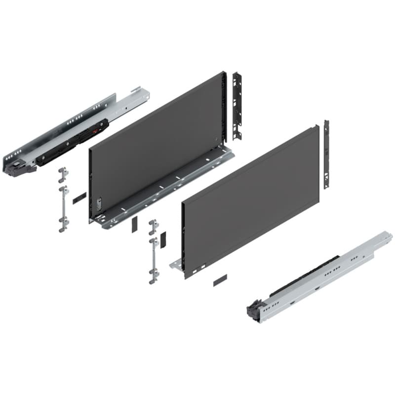 20" Legrabox Drawer System F Height, 9-1/2", 170lb Capacity Full-Extension with BLUMOTION, Orion Gray