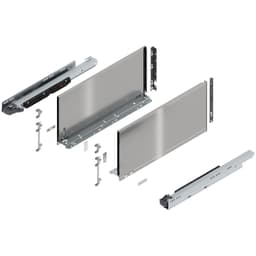 20" Legrabox Drawer System F Height, 9-1/2", 170lb Capacity Full-Extension with BLUMOTION, Stainless Steel