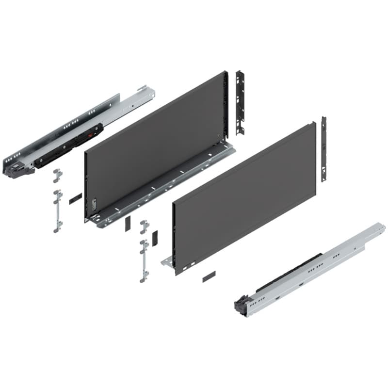 22" Legrabox Drawer System F Height, 9-1/2", 170lb Capacity Full-Extension with BLUMOTION, Orion Gray