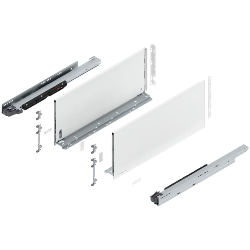22" Legrabox Drawer System F Height, 9-1/2", 170lb Capacity Full-Extension with BLUMOTION, Silk White
