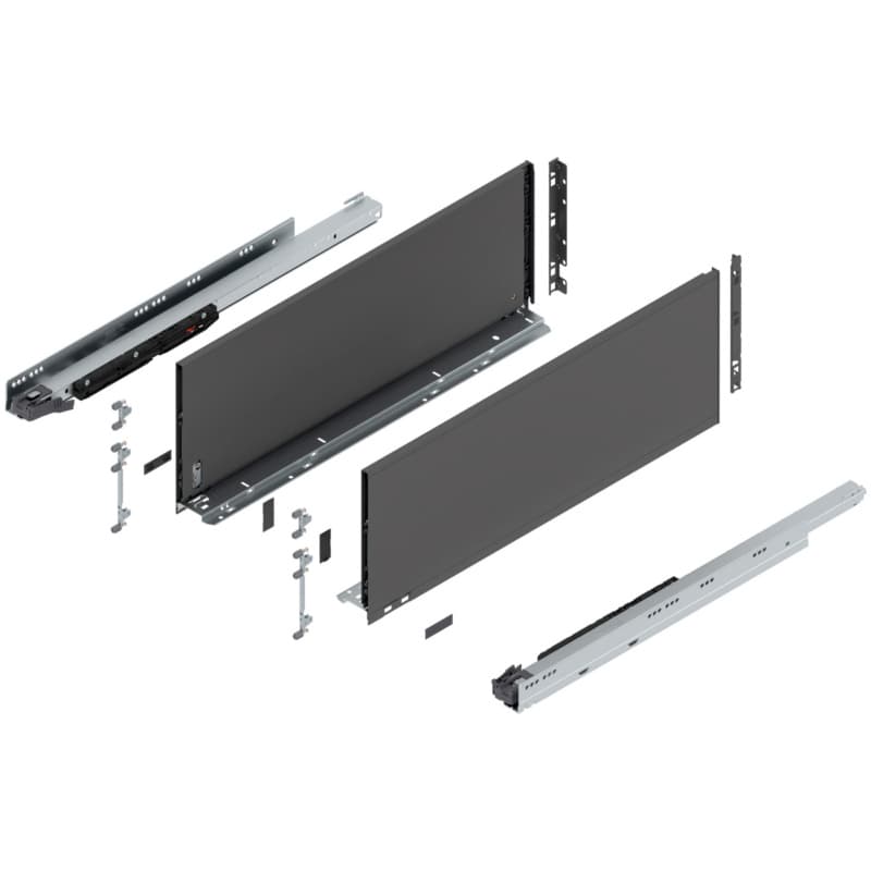 26" Legrabox Drawer System F Height, 9-1/2", 170lb Capacity Full-Extension with BLUMOTION, Orion Gray